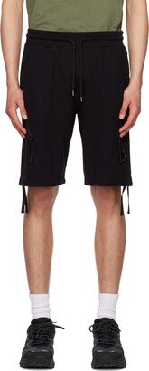 Black Diagonal Raised Shorts