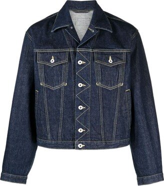 Contrast-Stitch Denim Jacket-AA