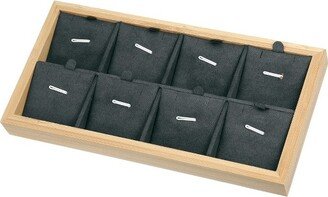 Unique Bargains Bamboo Wood Pendant Tray Stackable Storage Jewelry Tray Showcase Organizer 1 Pcs Gray