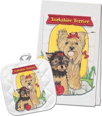 Yorkshire Terrier Yorkie Kitchen Dish Towel & Pot Holder Gift Set-AB