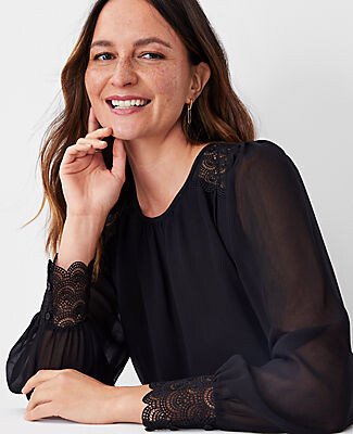 Lace Trim Inset Blouse