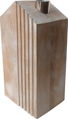 Mango Wood Large House Taper Candle Holder Whitewash