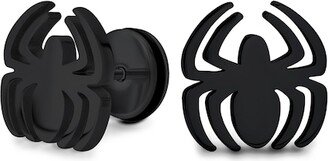 Men's Spider Faux Ear Plug Stud Earrings in Black Stainless Steel