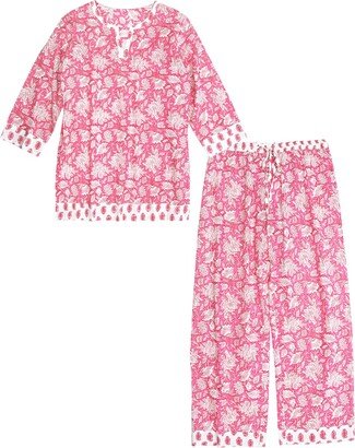 Inara Indian Cotton Peony Paisley Pyjama Set