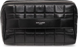 Leather Wash Bag - Black-AA