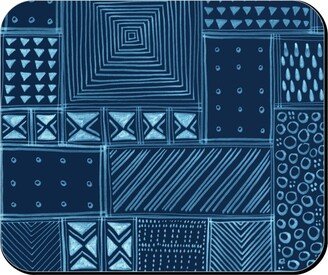 Mouse Pads: African Tribal Mud Cloth - Indigo Mouse Pad, Rectangle Ornament, Blue