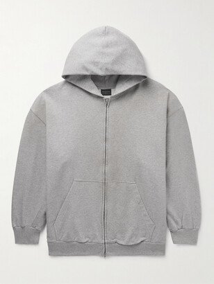 Distressed Cotton-Jersey Zip-Up Hoodie