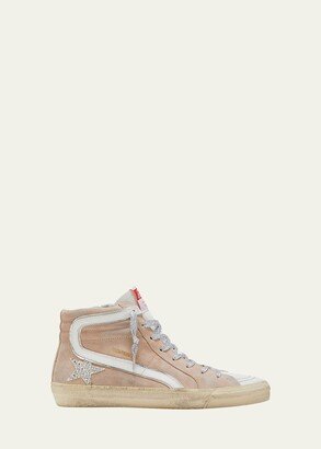 Slide Suede Glitter High-Top Sneakers