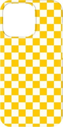 Custom Iphone Cases: Checkered Pattern - Yellow Phone Case, Silicone Liner Case, Matte, Iphone 13 Mini, Yellow