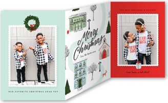 Holiday Cards: Cheerful Town Holiday Card, Blue, Trifold, Christmas, Matte, Folded Smooth Cardstock