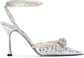 Double Bow 100mm crystal-embellished pumps