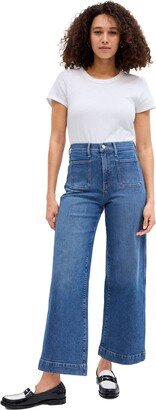 High Rise Wide Leg Jeans Dark Wash 32 Long