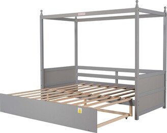 Twin Size Canopy Daybed or Pull-out Platform Bed-AB