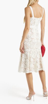 Cotton-blend corded lace midi dress