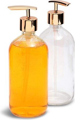 Juvale 2 Pack Glass Hand Soap Dispenser, Decor & Accessories for Kitchen & Bathroom, Clear, 16 Oz