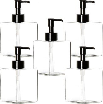 Youngever 5 Pack 12Oz Clear Plastic Square Pump Bottles, Refillable Bottles For Dispensing Lotions, Shampoos Ye394.201