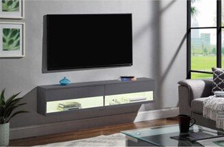 HIGHLIGHTHK Modern floating TV stand Gray wood TV cabinet