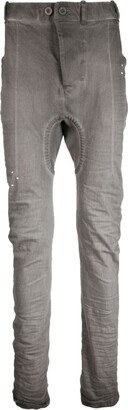 Faded Drop-Crotch Skinny Trousers