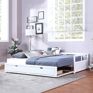 Phoebecatinc High Quality Wooden Daybed with Trundle Bed and Two Storage Drawers