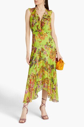 Rita ruffled printed silk-georgette midi dress