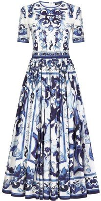 Majolica-print midi dress