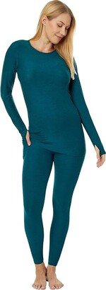 Lightweight Spacedye Maternity Classic Crew Pullover (Lunar Teal Heather) Women's Clothing