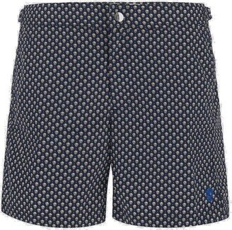 Skull Patterned Swim Shorts-AA