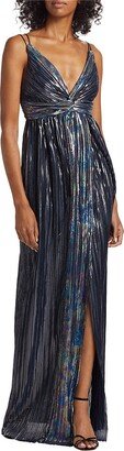 Naomi Foil Pleated Gown