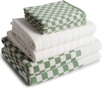 BAINA Checkerboard-Print Organic Cotton Towel Set