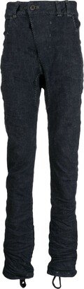 Crinkled-Effect Mid-Rise Skinny Jeans