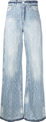 Logo-Jacquard Wide-Leg Jeans-AB