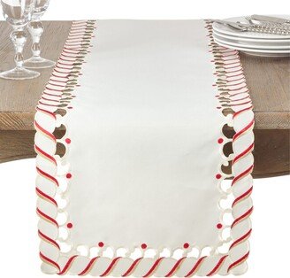 Saro Lifestyle Candy Cane Design Christmas Holiday Table Runner