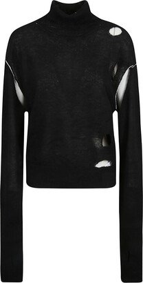 Distressed Effect Turtleneck Pullover