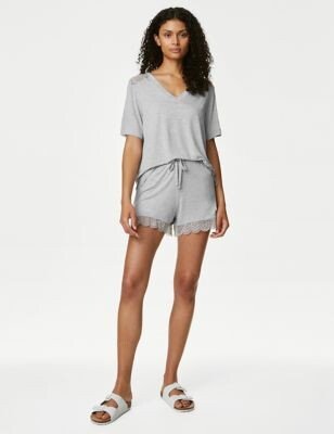 Body by M&S Body Soft™ Lace Trim Pyjama Shorts