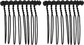 Unique Bargains No Slip Hair Side Combs Accessories Metal For Women 2 Pcs Black