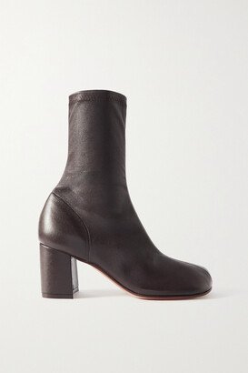 Stretch-leather Ankle Boots - Brown