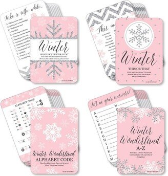 Big Dot of Happiness Pink Winter Wonderland - 4 Holiday Snowflake Birthday Party and Baby Shower Games - 10 Cards Each - Gamerific Bundle