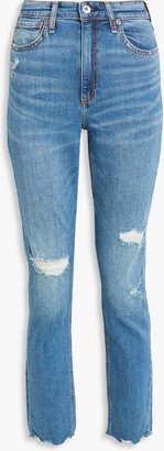 Nina distressed high-rise slim-leg jeans