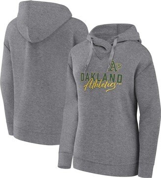 Women's Branded Heather Gray Oakland Athletics Script Favorite Pullover Hoodie