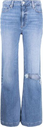 Distressed Straight-Line Jeans