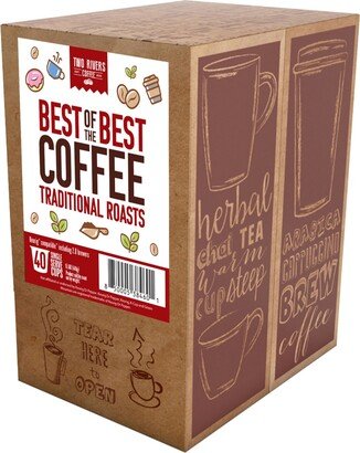 Two Rivers Coffee Best of the Best High Caffeine, Dark and Double Caf, Variety Coffee Pods,40 Count