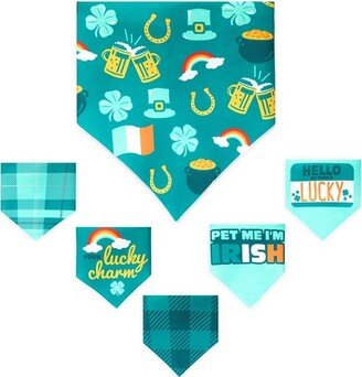 Zodaca 6 Pack St Patrick's Day Dog Bandanas, Irish Pets Cloth Costume Accessories, 26 x 12, Green