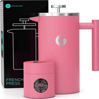 Coffee Gator French Press Insulated Coffee Maker with Travel Canister, Pink