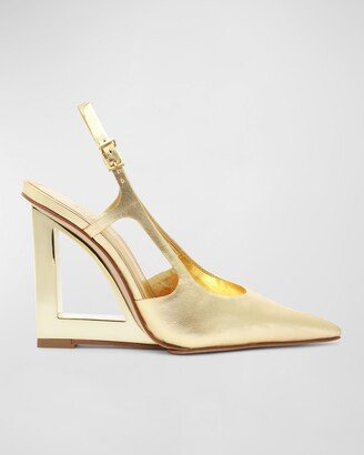 Filipa Metallic Wedge-Heel Slingback Pumps