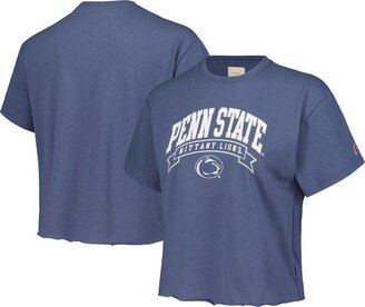 Women's League Collegiate Wear Navy Penn State Nittany Lions Banner Clothesline Cropped T-shirt