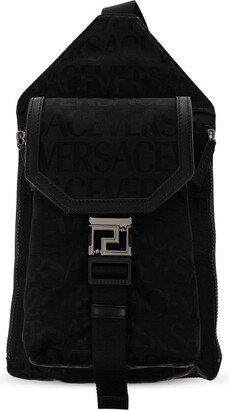 Logo-Jacquard Greca Detailed Backpack