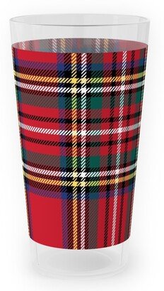 Outdoor Pint Glasses: Royal Stewart Tartan Style Repeat Perfect For Christmas Outdoor Pint Glass, Red