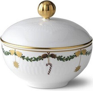 Star Fluted Christmas Sugar Bowl With Lid-AA