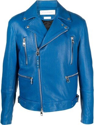 Zip-Pockets Leather Jacket