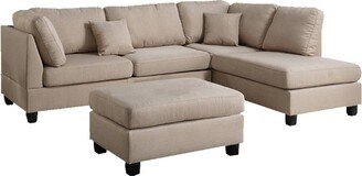 3pc Linen Fabric Sectional Beige